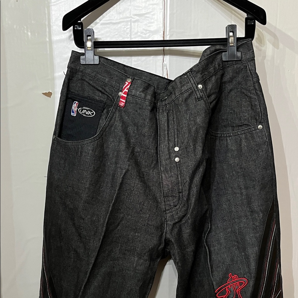 NBA Miami Heat Unk  Relaxed Fit basketball Jeans with Red Accents.
